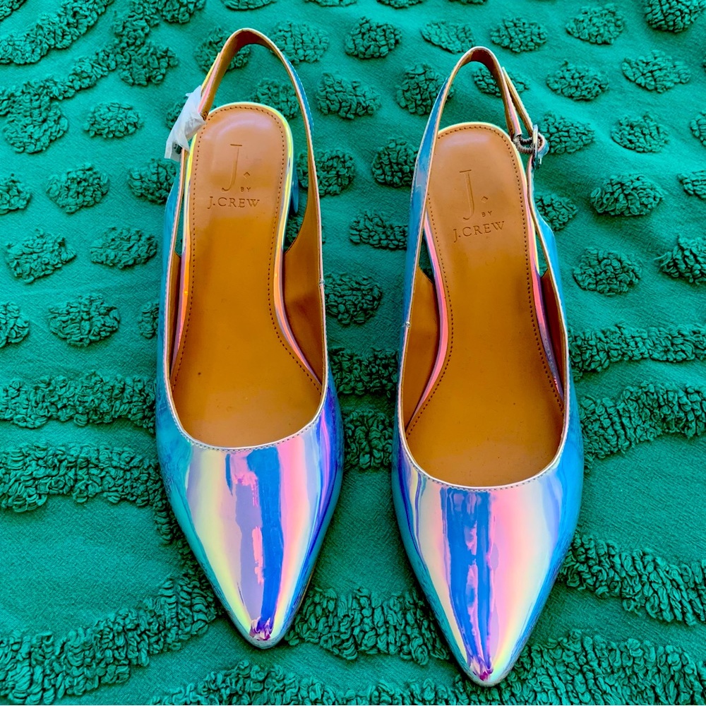 NWOT J.Crew Iridescent Kitten Heels